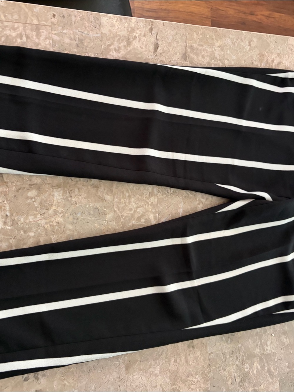 Banana Republic Black Wide-Leg Pants with White Stripes